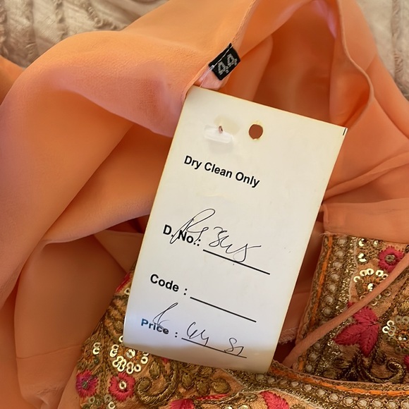 Indian Pakistani kurta suit set outfit pink gold tunic / dupatta / pants - Picture 8 of 8